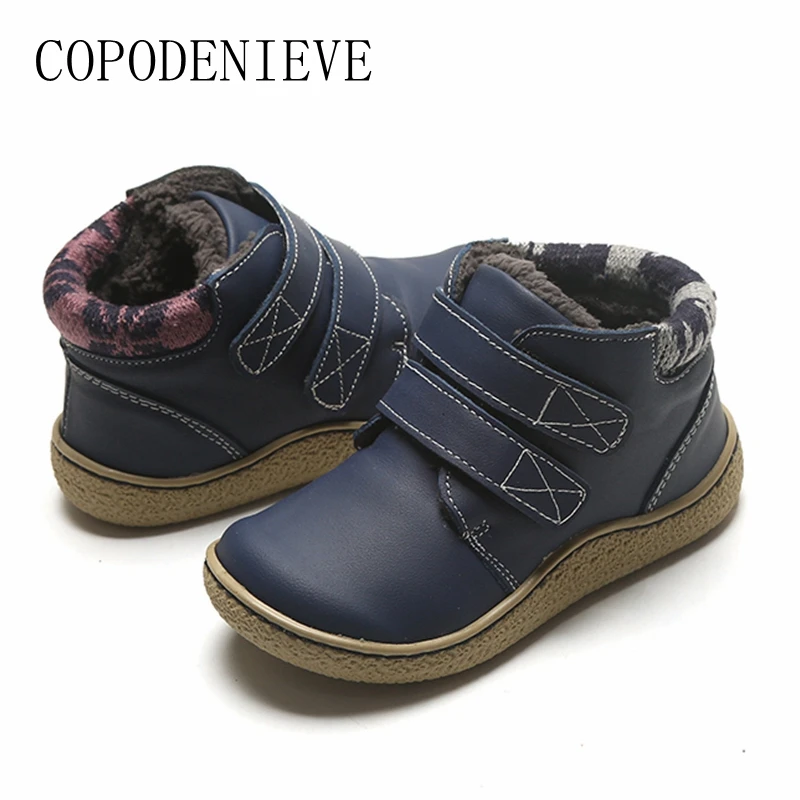 COPODENIEVE Children's boots, children's shoes, leather children's boots, thickening and warmth preservation in winter