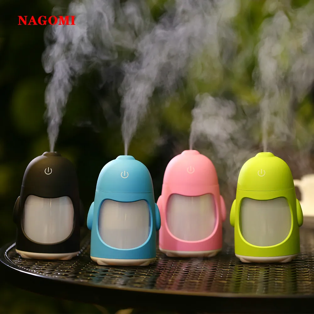 

150ML USB Mini Air Ultrasonic Penguin Humidifier Aromatherapy Essential Oil Diffuser With 7 Color Changing LED Light For Home