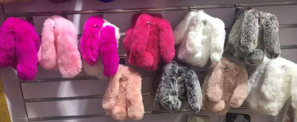 6 colors Winter for Apple iPhone 6 7 8 Plus XR XS Max Case Cover Luxury Bag Bunny Shape Warm Rabbit Fur Sofe TPU Phone Cases