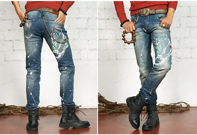 Мужские облегающие джинсы мужские потертые байкерские джинсы хип-хоп брюки мужские брюки-карандаш вымытые цветные джинсы для мужчин