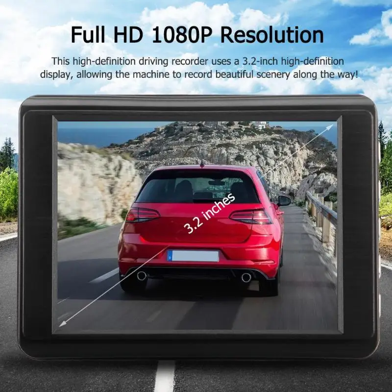 HY10 мини 3,2 дюймов DVRs Автомобильный видеорегистратор камера 1080 P Full HD видео рекордер 170 градусов объектив Dash Cam поддержка задней камеры