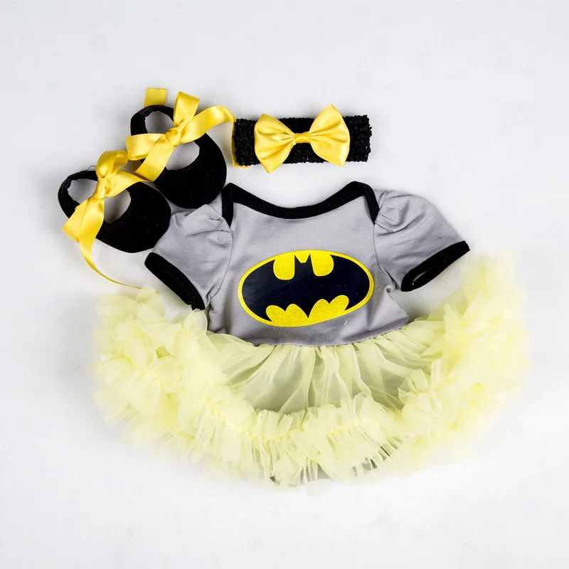 Хлопковая одежда для маленьких девочек; Рождественский Костюм Супермена и Бэтмена для новорожденных; комплекты с юбкой-пачкой для первого дня рождения; одежда для малышей