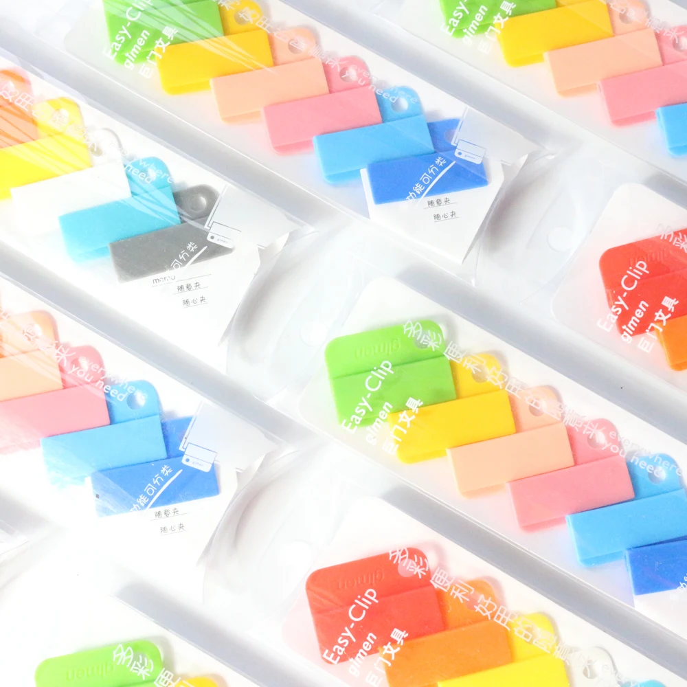 New cute rainbow color student index paper clips set school stationery
