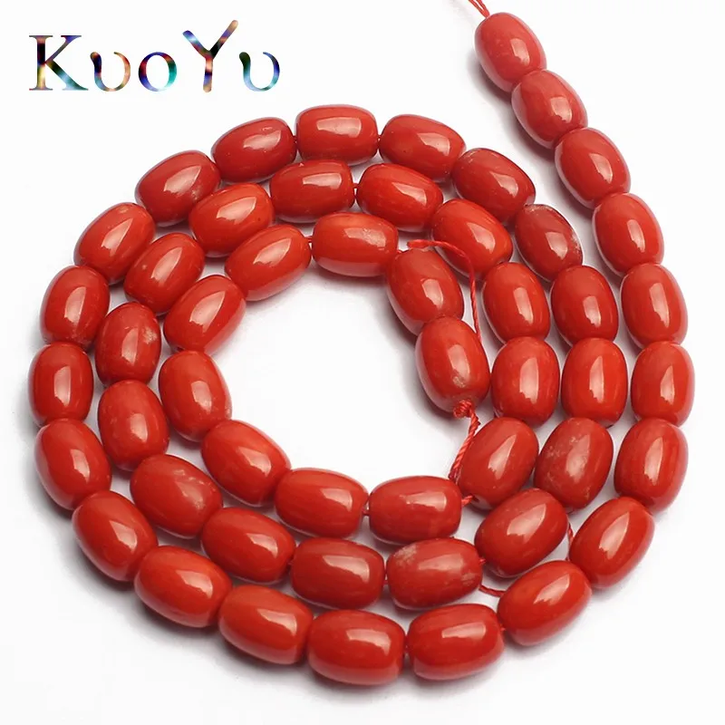 

Natural Red Coral Drum Shape Beads Loose Beads For Jewelry Making 15"inches 4x6mm/6x8mm DIY Bracelets Necklace wholesale