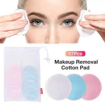 

16Pcs/lot Reusable Cotton Pads Make up Facial Remover Double layer Wipe Pads Nail Art Cleaning Pads Washable with Laundry Bag 3P
