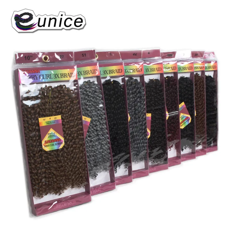 crochet braids hair synthetic 10 inch jerry curly Marly savanna 3x Braid ombre  (8)