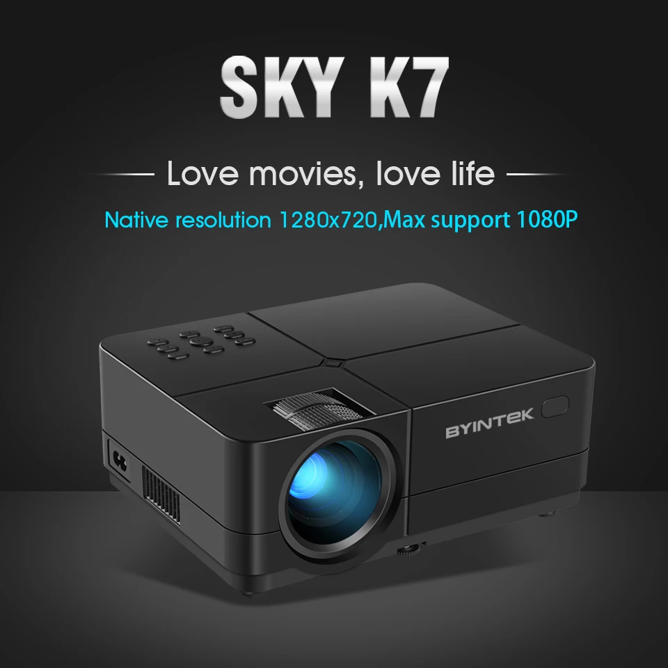 BYINTEK SKY K7 1280x720 LED Mini Micro Portable Video HD Projector with HDMI USB For Game Movie 1080P Cinema Home Theater  (15)