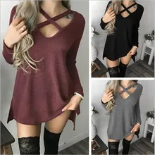 

Women Tshirt Dress 2018 Summer V-neck Dresses Short Sleeve Casual Sexy Halter Loose Boho Beach Dress