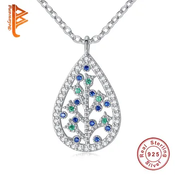 

Fashion 925 Sterling Silver Colorful Cubic Zirconia Tree Of Life Pendant Necklaces for Women Bridal Luxury Wedding Jewelry Gift
