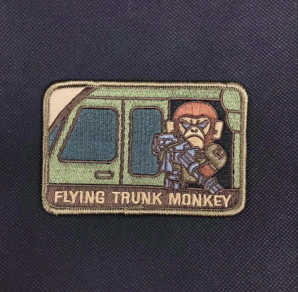 Embroidery Flying Trunk Monkey Patch Hook Tactical Badge Army Green Color Combat Armband Military Brassard | Дом и сад