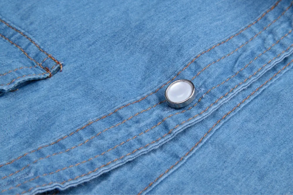 Модная Джинсовая рубашка размера плюс, женская джинсовая Блуза с коротким рукавом и отложным воротником, женские ковбойские рубашки