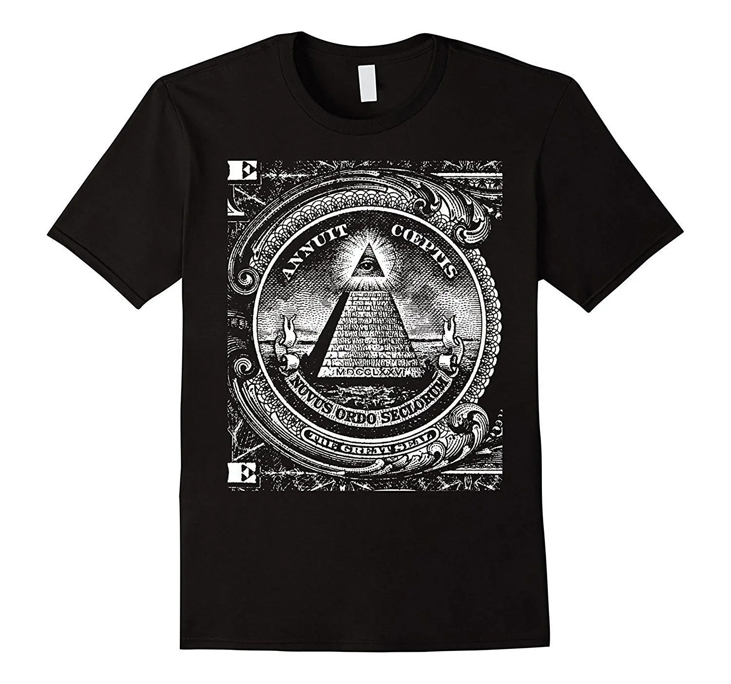 Мужские доллар All Seeing Eye Illuminati масоны Пирамида футболка смешные | Мужская одежда