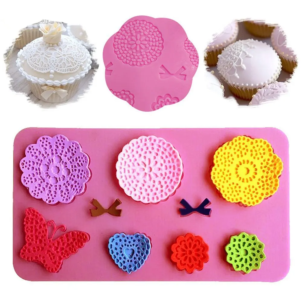 

Flowers Butterfly Lace Silicone Fondant Mold Sugarcraft Cake Decorating Mould