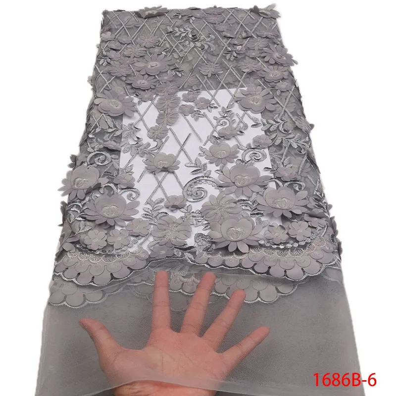 

2018 Latest 5 Yards African Tulle Mesh Net Fabric with 3D Flowers Embroidery Nigerian Lace fabrics for Wedding Dress APW1686B