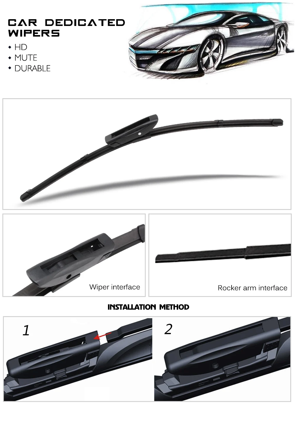 KAWOO For Lada Xray 26" 14" Car Auto Accessories Windscreen Wiper Blade Soft Natural Rubber Fit Bayonet Type Arm