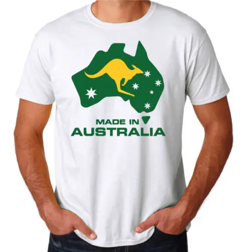 

Made In Australia Aussie Map Kangaroo Oz Southern Cross Straya Day White T-Shirt