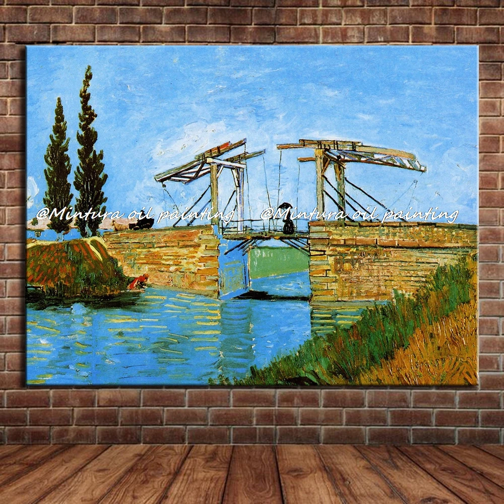 

The Langlois Bridge At Arles With Women Washing Of Vincent Van Gogh 100% Hand Made Copy Oil Painting On Canvas Wall Art HY141498