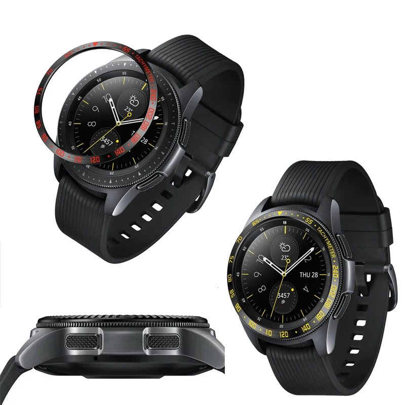 Замена смарт-чехол для часов из нержавеющей стали для samsung Galaxy Watch 46 мм 42 мм, драгоценный камень кольцо клеющаяся крышка против царапин металл