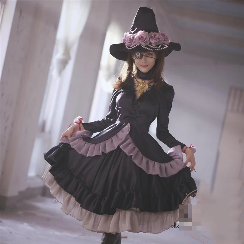 [Настроить] Final Fantasy XIV FF14 XIV черный Edda косплэй костюм дворец мертвых черный платье лолиты на Хэллоуин для Wo