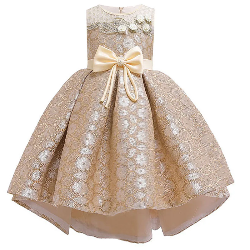 Платье принцессы для малышей праздничное платье в горошек с бусинами для девочек Рождественская Одежда для маленьких детей Одежда для детей от 3 до 8 лет