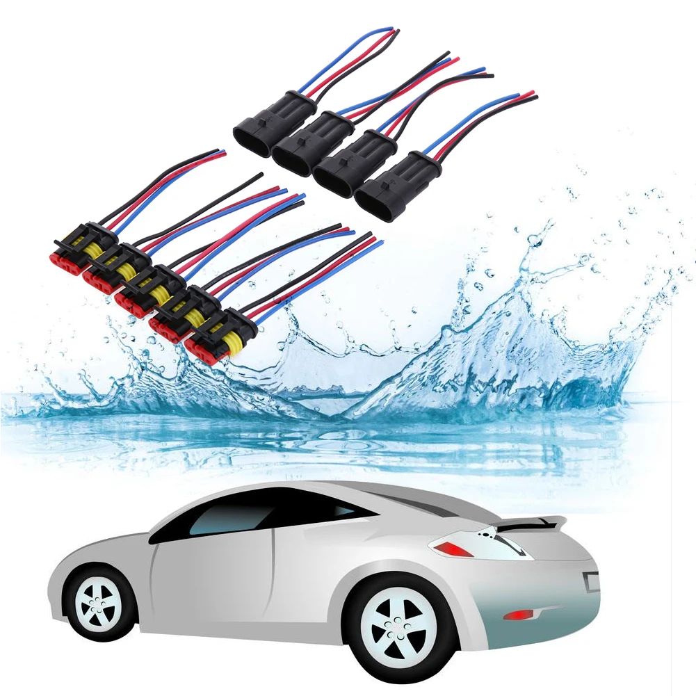 Buy 5 Kits universal 3 Pin Way Car Vehicle Waterproof Electrical Connector Plug
