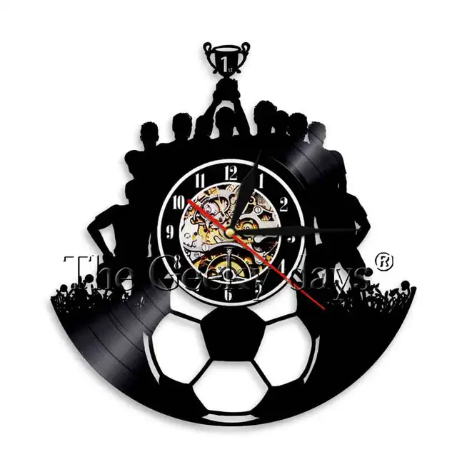 Football Vinyl Clock Soccer Wall Clock Sport Theme Handmade Art