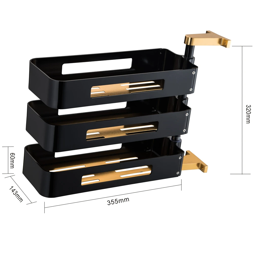Luxury Rotate Kitchen Shelves Bathroom Shelves Multi Function 2-3 Tier Bathroom Shelves Cosmetic Shelves Shampoo Towel Rack Mci2