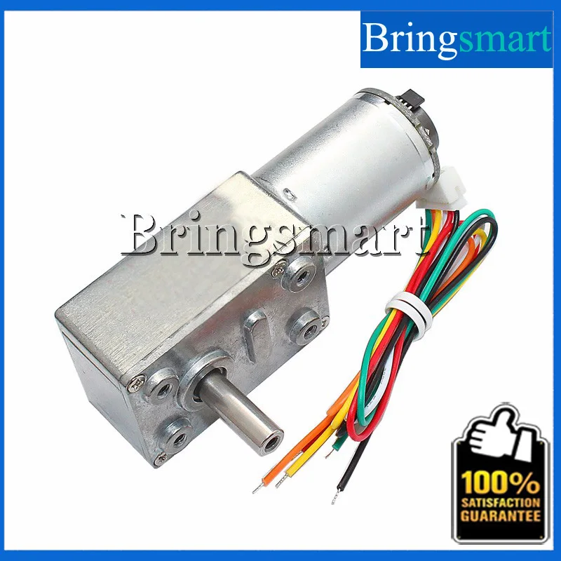 Toptan JGY-370B 12 v DC Motor Sonsuz Dişli Motor Kodlayıcı Diski ile Yüksek Tork Düşük Hız Dişli Redüktör ile kutusu ters