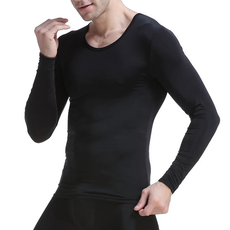 CLEVER-MENMODE Men Thermal Underwear Winter Long Sleeve Undershirt T Shirt Transparent Thin Tops Tee Long Johns Tops Comfortable