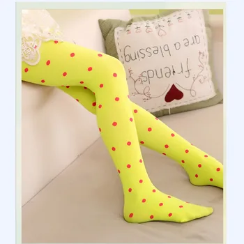 

Baby Tights Child Girls Footed Heart Dots Tights Stockings Ballet Candy Colors Opaque Stock