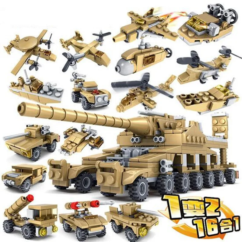16 в 1 всего 33 модели Legoings армейская серия трансформация супер пожарный Танк