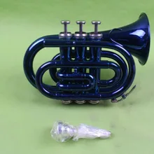 Новая синяя латунная карманная труба с чехлом для начинающих стартовый подарок