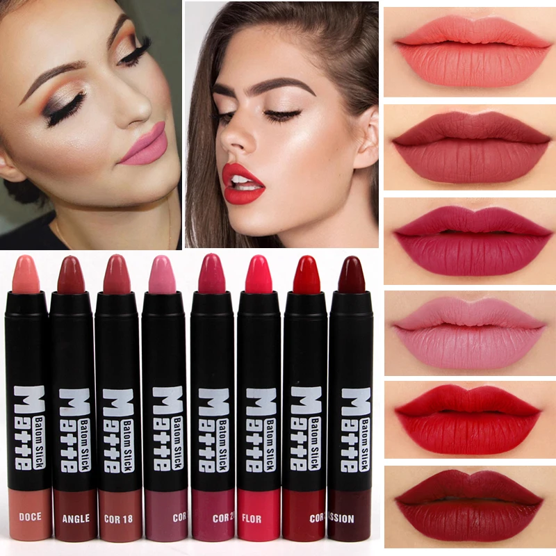 

MISS ROSE Professional Women Waterproof Lipstick Lips Cream Beauty Lote Batom Matte Lipstick Nude Pencils Makeup