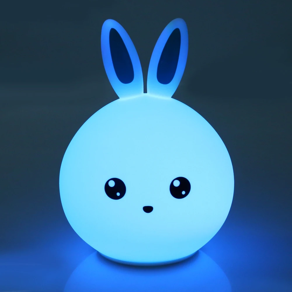 

New style Rabbit LED Night Light For Children Baby Kids Bedside Lamp Multicolor Silicone Touch Sensor Tap Control Nightlight