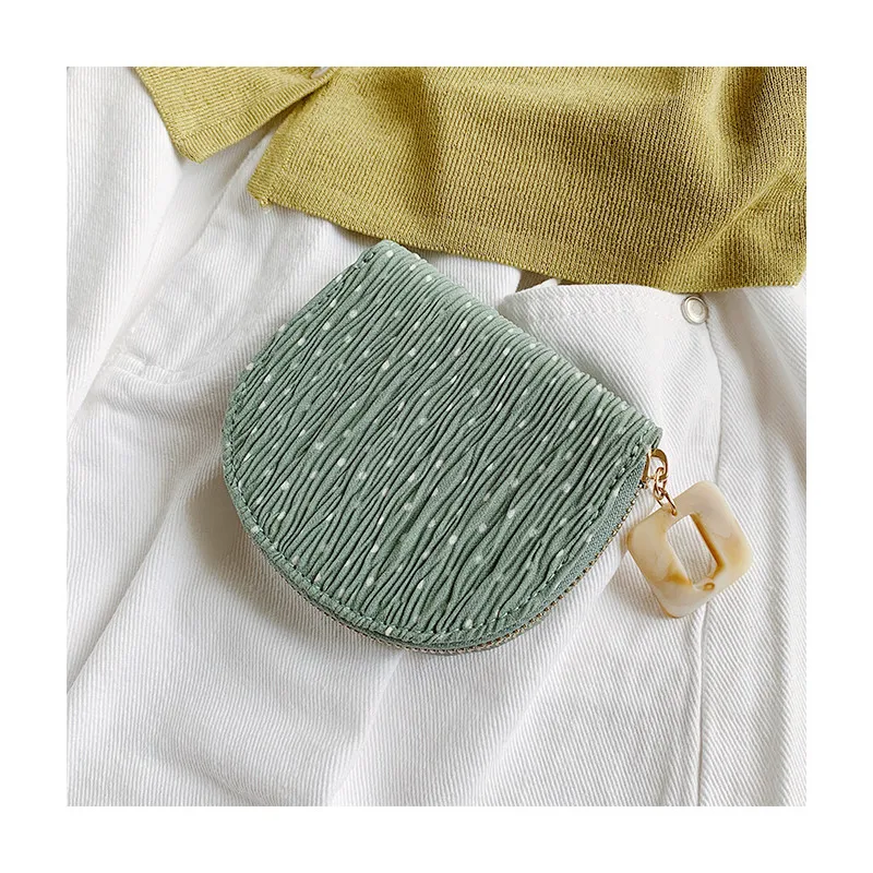 Credit Card Holder Card Wallet Pink Women Fashion Dot Zipper Card and ID Holders Coin Purses Cute Small Wallet for Girls