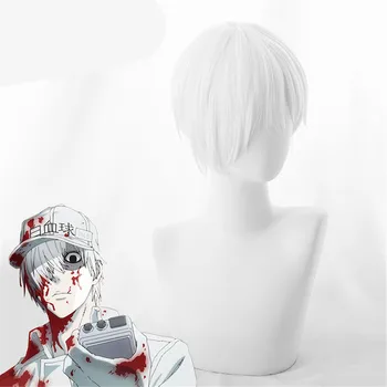 

new Anime Cells at work Wigs red blood cell white blood cell Cosplay Costume red white And Brown Short Hairs men/women wigs