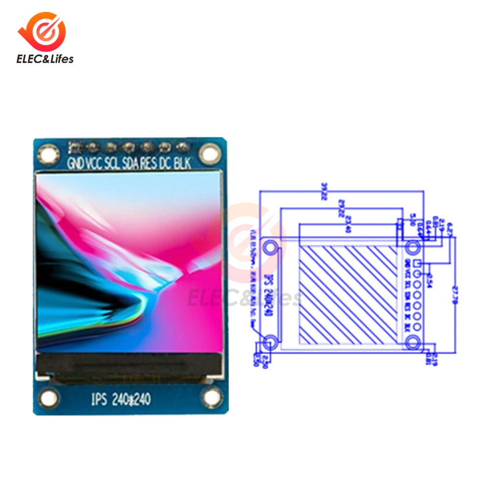 

RGB 1.3'' 7 Pin 240X240 IPS TFT LCD Display Module SPI Serial Board 1.3 Inch full color digital LCD Screen Panel Module DIY