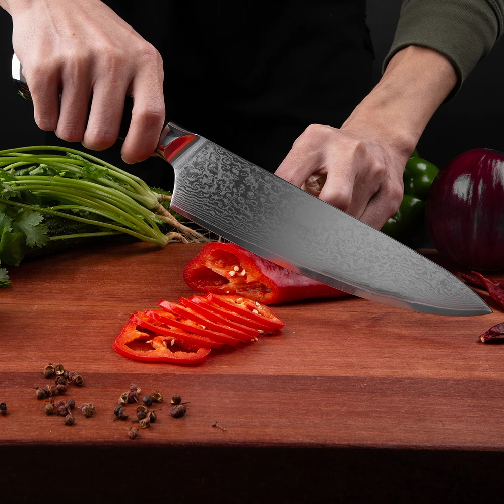 Mokithand 8 inch Damascus Chef Knives Sharp VG10 Japanese 67 layer Kitchen Knife Professional Japan Knife with Pakka Handle