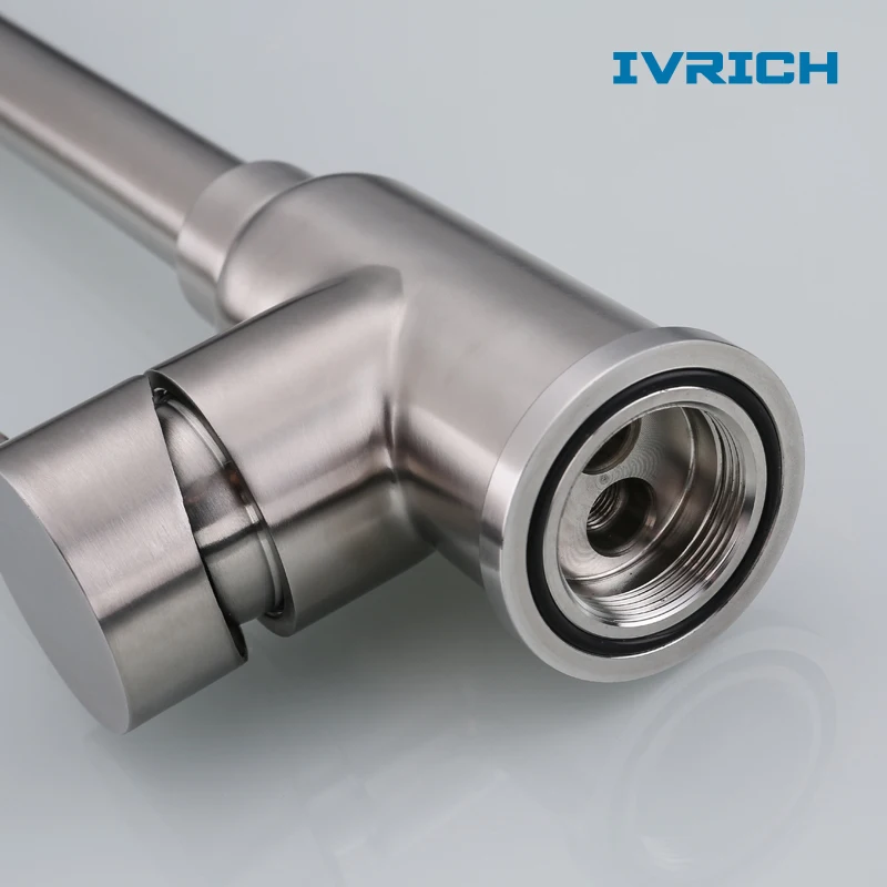 IVRICH SUS304 Stainless Steel Kitchen Faucet  Gooseneck Style Wide Spread Watering Water-Saving Soft Bubble Generator VR402