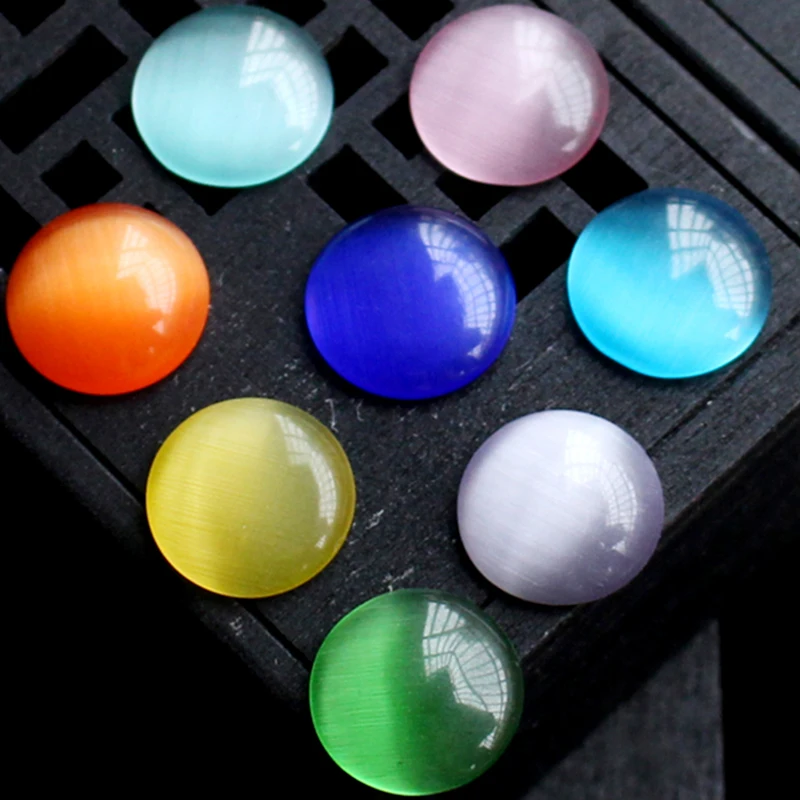 

20pcs Natural Stone Gemstone Bead Glass Cabochon 8/10/12mm Flat Back Agates Tiger Eyes Beads for DIY Jewelry Making Accessories