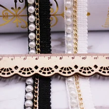 1Yards Pearl Beaded Lace Trim White/black Lace Ribbon Beaded Fringe Clothing Sewing Embroidered Lace Fabric Headdress Materials 1Yards Pearl Beaded Lace Trim White/black Lace Ribbon Beaded Fringe Clothing Sewing Embroidered Lace Fabric Headdress Materials