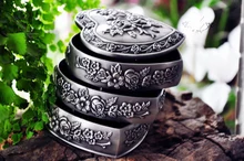 3-layer heart-shaped tin alloy metal classical European Gothic Princess Medea’s jewellery keepsakes souvenir box 2118