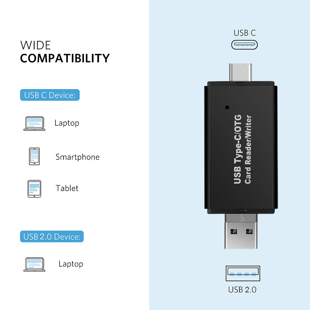 High-speed Type C micro USB 2.0 OTG Micro SD Card Writer 3 In 1 Reader for Android Computer Extension Headers | Компьютеры и офис