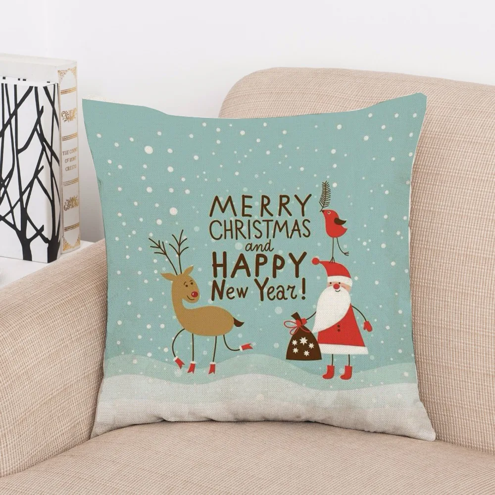 2017 Cushion Cover Christmas Pillow Xmas Square Throw Case Holiday Flax Home Sofa Car Decorative Gifts In From