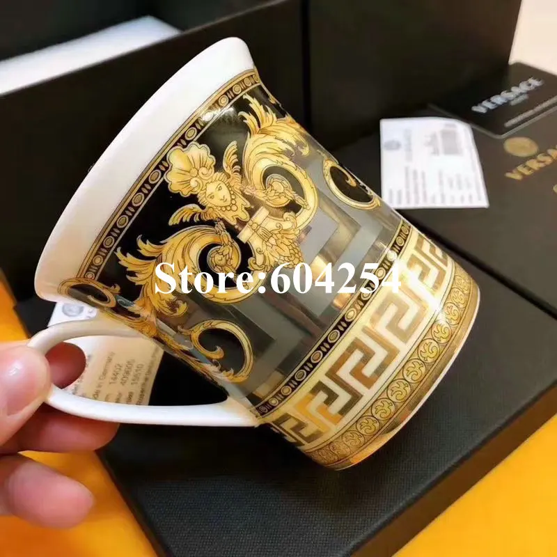 

2019 New arrivals Bone China V Mugs Blue and Black Coffee Mugs