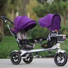 Free Shipping Jin Ming twin children tricycle double hand push bicycle seat two-way baby stroller manufacturers selling