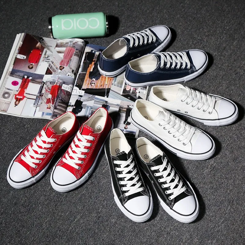 

Spring New Canvas Shoes Women Fashion Casual Sports Shoes Tide Lovers Low Help Skateboard Shoes Sneakers Men Lace-Up Flat Shoes