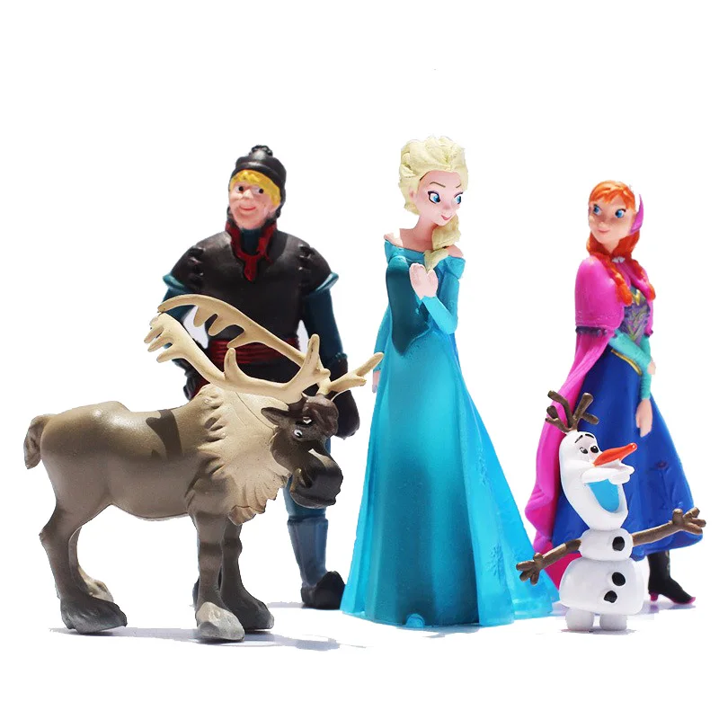 Замороженные Disney Принцесса Эльза Анна Олаф цифры Модель 5 шт./компл. Эльза девушки куклы предпочтительным подарочный набор детский день