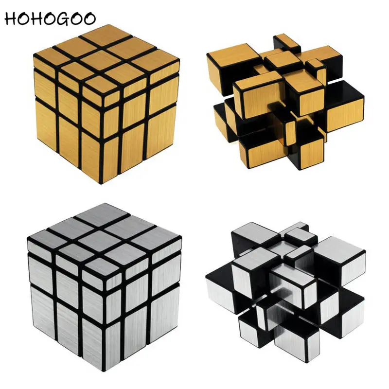

HOHOGOO 1pc Gold&Silver Magic Mirror Cube Plastic Professional Magic Education Toy Puzzle Learning Party Kid Gift Supplies