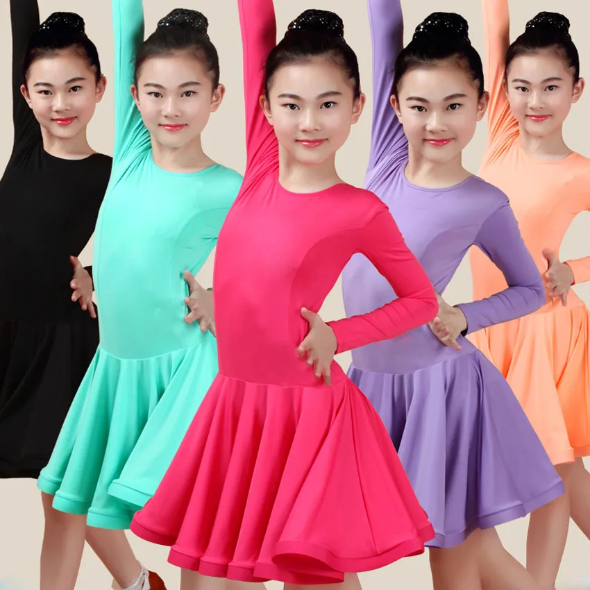 

Latin Dance Dress for Girl Ballroom Dancing Rumba Samba Latin Kids Dance Costume 2019 News Collar Modern Carnival Jazz Dancewear